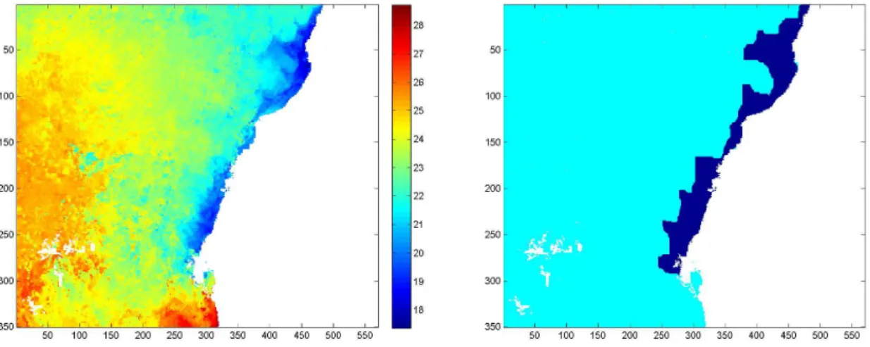 Figure 4.3: SST Image from the Canary, named img_58, in the left, and the correspondent ground-truth in the right.