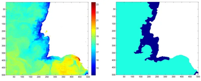 Figure 4.10: SST Image from 18 of June 1998, in the left, and the correspondent ground- ground-truth map in the right.