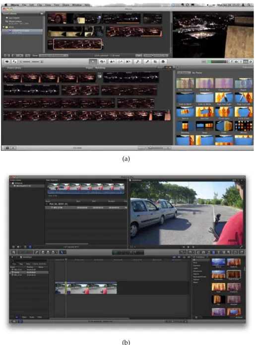 Figure 2.16: Editing Software: professional vs non-professional. (a) iMovie 11. (b) Final Cut Pro X.