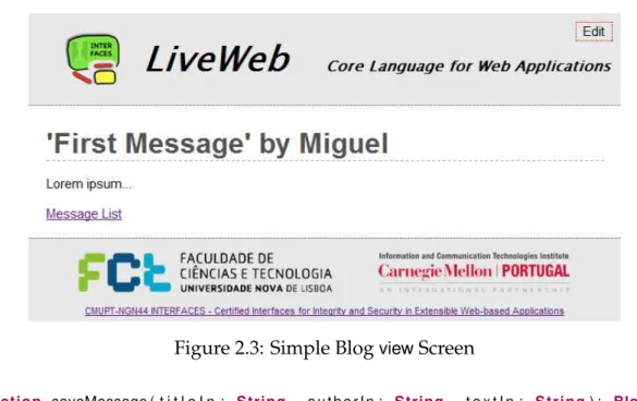 Figure 2.3: Simple Blog view Screen