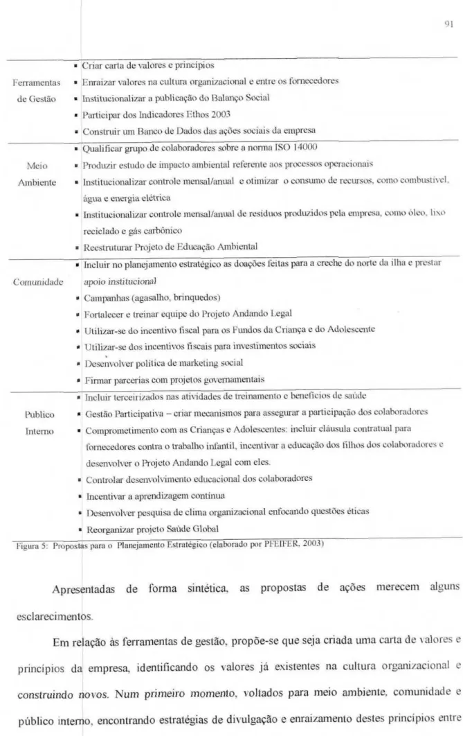 Figura  5:  Propostas para o Planejamento Estratégico (elaborado por PFEIFER. 2003) 