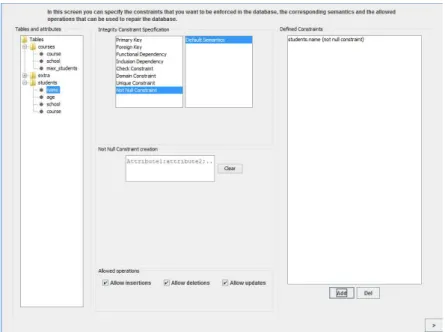 Figure 6.4: Constraints screen