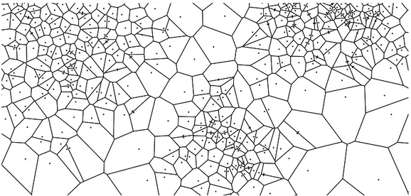 Figura 1.1: Diagrama de Voronoi de um conjunto de pontos no plano.