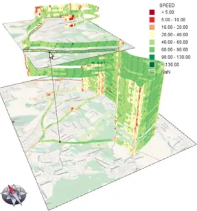 Figure 2.15: A space-time cube representation of traffic information in San Francisco [TSWS05].