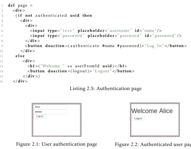 Figure 2.1: User authentication page Figure 2.2: Authenticated user page