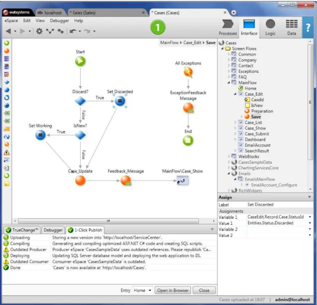 Figure 2.2: Service Studio - Outsystems applications development environment.