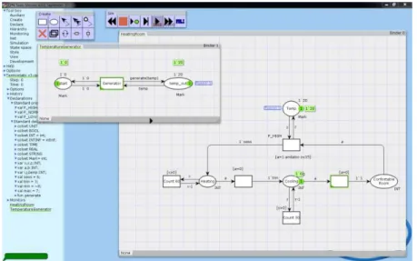 Figure 6  –  Implementation of the Heating room scenario using Petri nets 