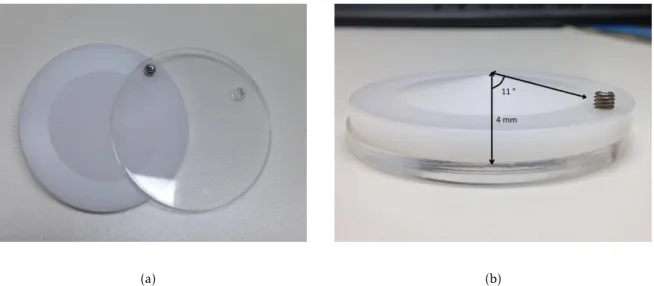 Figure 3.1: Images of the conical shaped arenas used in the behavioural experiments. (a) The arena is made of white Delrin and a plexiglass lid