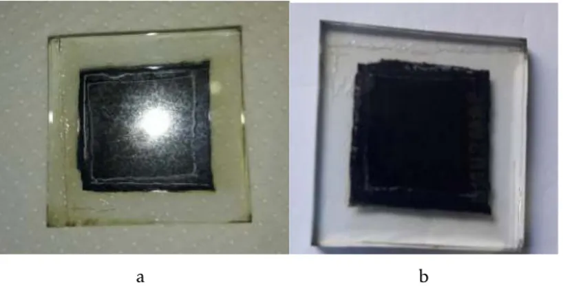 Figure 4.2: E ff ects of the Etching contact method on ﬁlm quality, presenting degradation on ﬁlm edges.