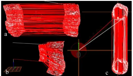 Figure 3. 4 - 3D models in .gcode format with intercalated laser layers: (a) view from the  right; (b) front view; (c) top view