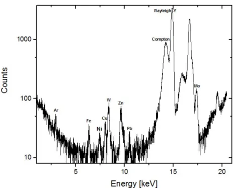 Figure 3.9: Orchard leaves - Setup: Ag collimator after secondary target, W collimator before the detector and Al filter between secondary target and Ag collimator