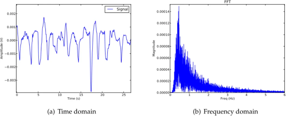 Figure 2.3: Locomotion of a "healthy" fish represented in time and frequency domain (as