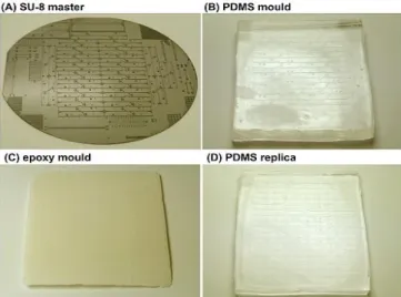 Figure 2.7 | Samples obtained in each step of microfabrication - a summary of the process