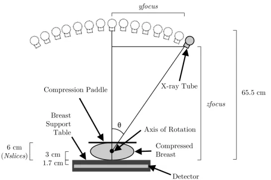 Figure 3.2: Diagram of the Siemens MAMMOMAT Inspiration system performing DBT.