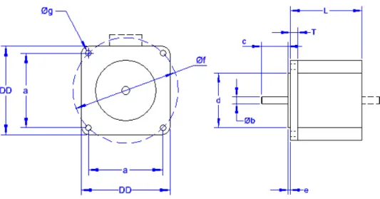 Figura 21  –  Desenho técnico das dimensões de um motor passo a passo segunda a norma NEMA