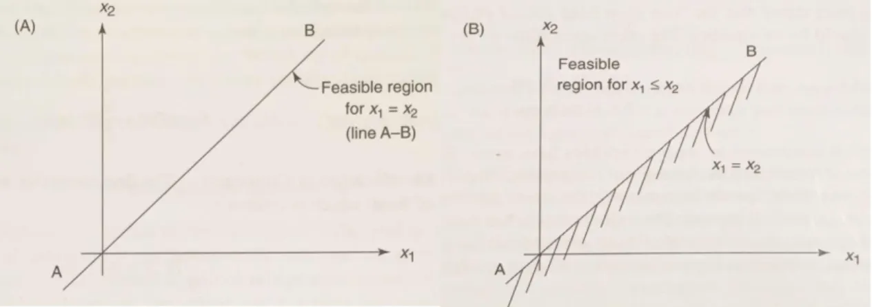 Figura 2.11 Diferença entre um constrangimento de igualdade e um de desigualdade retirada de [1] 