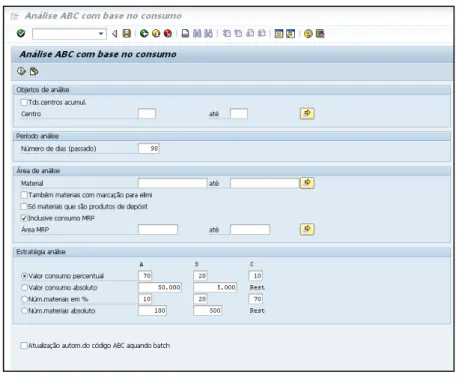 Figura 4.2 - Interface do software SAP-ERP para a classificação ABC