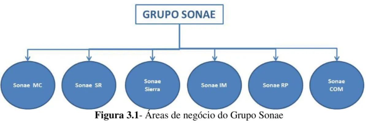 Figura 3.1- Áreas de negócio do Grupo Sonae  Adaptado de: Sonae (2015) 