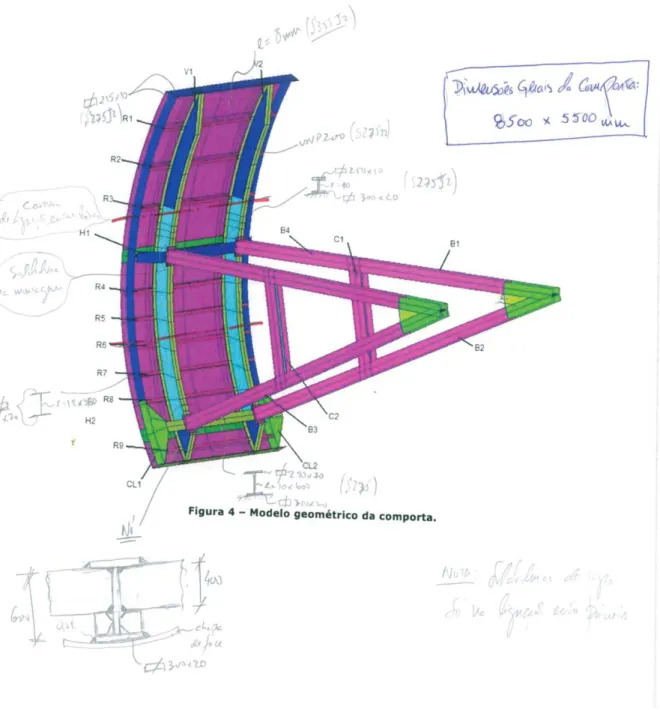 Figura 1  –  Modelo geométrico das comportas a fabricar 