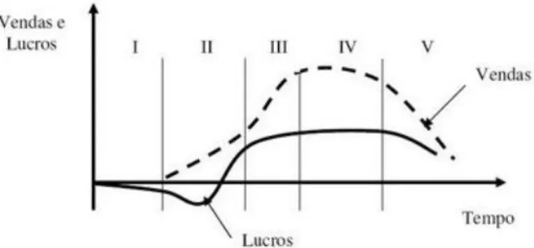 Figura 2.4: Ciclo de Vida de um Produto. Fonte: (Kotler &amp; Armstrong, 2001) 