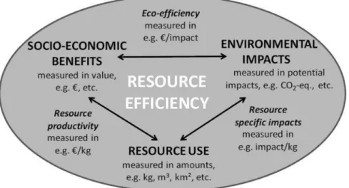 Figure 2.8 Indicator categories needed to measure resource efficiency  (source: (BIO et al., 2012)) 