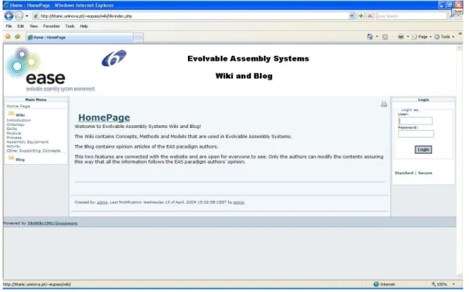 Figure 29 - EASET Wiki homepage 