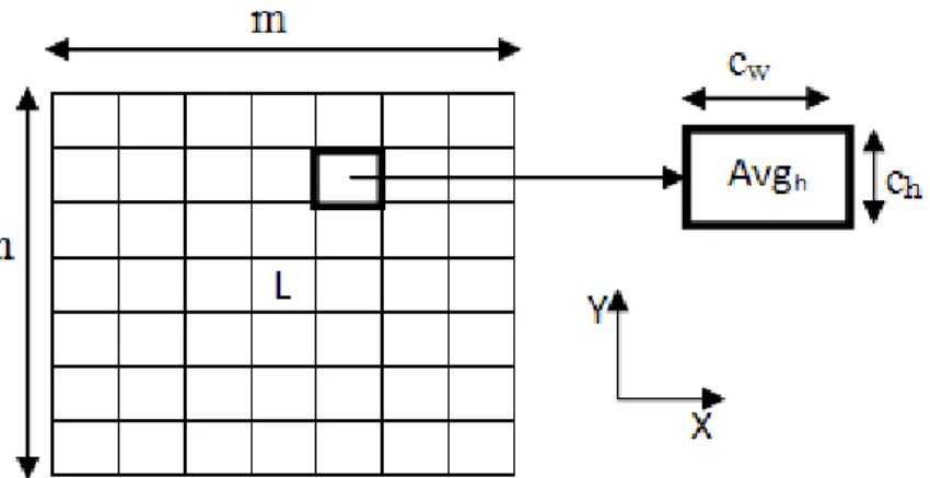 Figure 4.7 - Elevation map representation. n represents the number of height cells and m is the number of  width cells