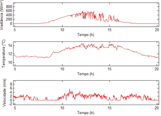 Figura 3.11 - Exemplo das variações diárias das variáveis de entrada do sistema 