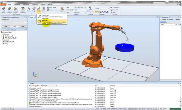 Figura 2.9: Interface de simulação utilizando o sistema computacional RobotStudio (ABB, 2015)