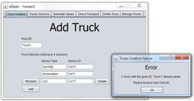 Figure 4.22 – Truck Creation: Failure Message 