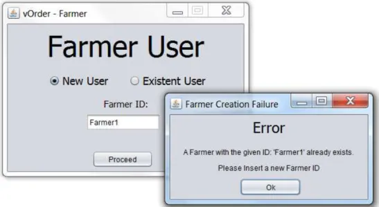 Figure 4.11 – Farmer User Interface: Farmer Creation Error 