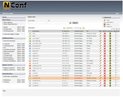 Figura 2.8  –  Aspecto da interface Web do NConf 