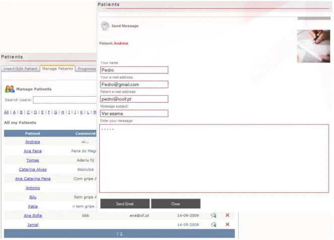 Figura 4.3: Envio de email para um paciente