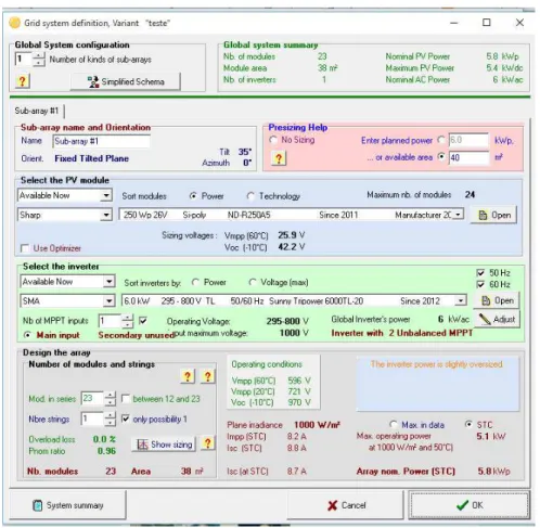 Figura 2.7: Janela com as configurações do sistema 