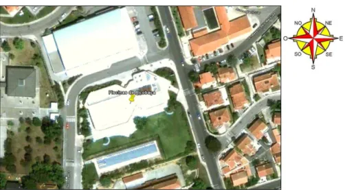 Figura 5.1- Imagem aérea da envolvente das piscinas municipais de Alcobaça. 