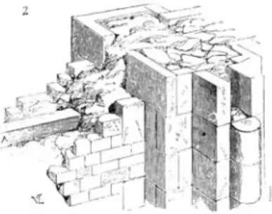 Figura 1: Esquema de parede constituída por panos de pedra e núcleo central à base de  terra (E