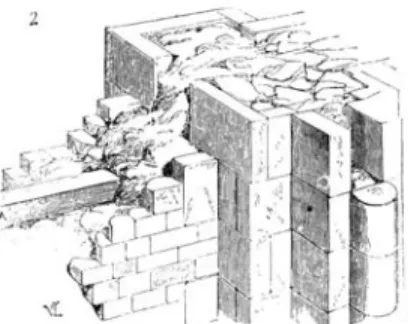 Fig. 3 – Esquema de paredes com paramentos de pedra e núcleo central   (E. Viollet-le-Duc, Dictionnaire Raisonée de l'Architecture) 