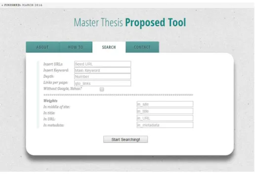 Figure 4.3: Main page of the proposed tool.