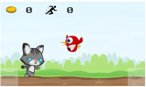 Figura 4.5 - Pássaro a voar na direção do gato 