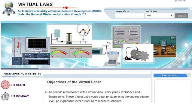 Figura 2.34 - Página de entrada da rede nacional indiana de laboratórios remotos online[58] 