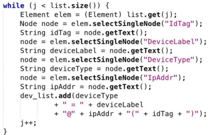 Figure 5.4. While cycle to read childs inside a <Device> tag. 