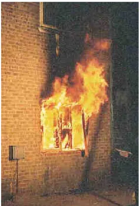 Figura 5.2 - Fuga das chamas dum compartimento dum  edifício de alvenaria numa fase pós-flashover [14] 