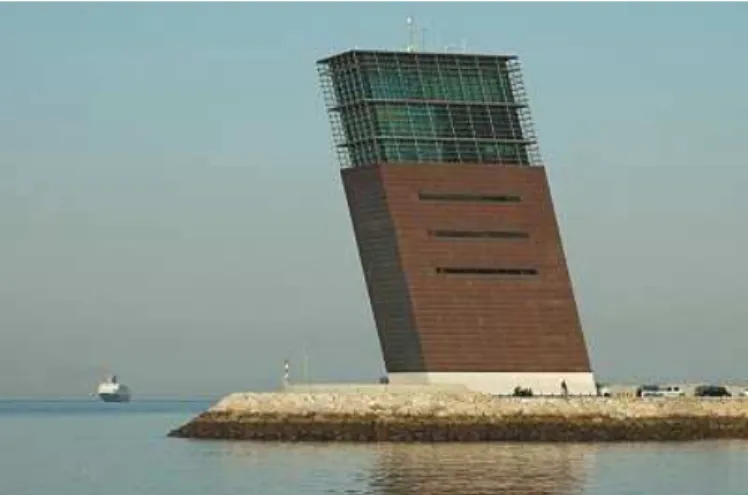 Figura 1 – Edifício do centro de coordenação e controlo de tráfego do porto de Lisboa  com a fachada revestida com CBPB [ 2 ].