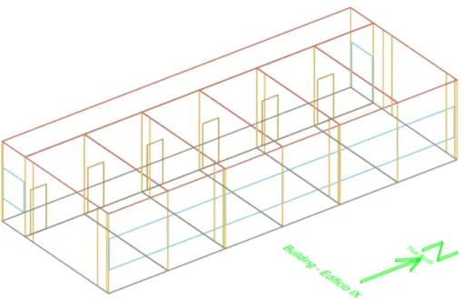 Figura 5.18 – Representação 3D do modelo de simulação correspondente à zona do edifício em estudo 
