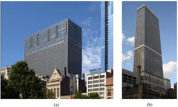 Figura 3.2 – Mid-Continental Plaza (a) e Water Tower Place (b) são exemplos de edifícios construídos com  BER
