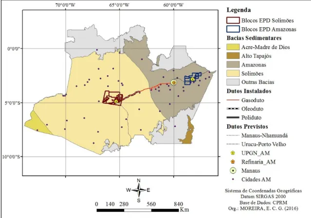 Figura 01 - Mapa dos Blocos de Concessão da ANP à Petrobras no Amazonas       Segundo  dados  fornecidos  pela  Base  de  Dados  de  Exploração  e  Produção  (BDEP)  da  Agência  Nacional  do  Petróleo  (ANP),  atualmente,  existe  um  total  de  344  poço