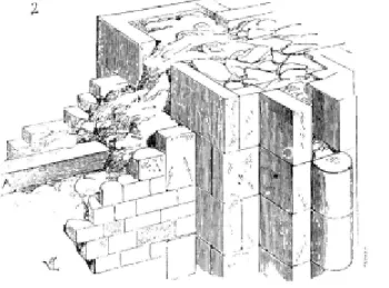 Figure 2.2: Example of a section of a three leaf masonry wall according to Viollet-le-Duc
