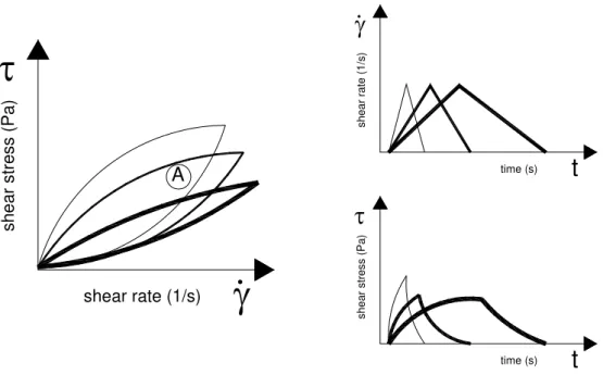 Figure 3.10: Representation of thixotropic material reaction due to loop change in the shear rate