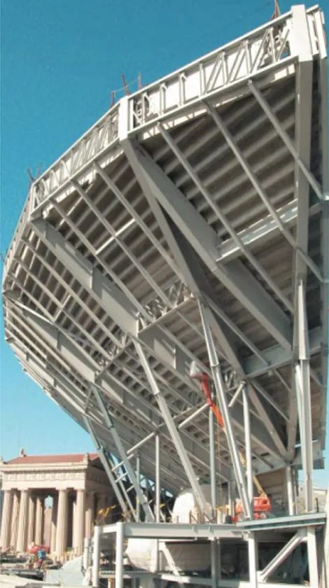 Figura 1.13: Vista noroeste da bancada oeste do estádio, onde foram aplicados os AMS [16]