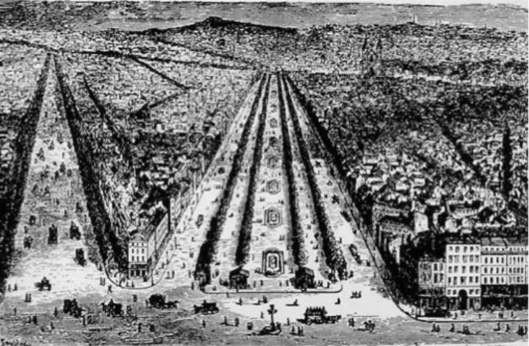 Figura 1 - Vista aérea da Avenue Richard Lenoir, típico boulevard aberto por Haussmann em toda a  Paris 
